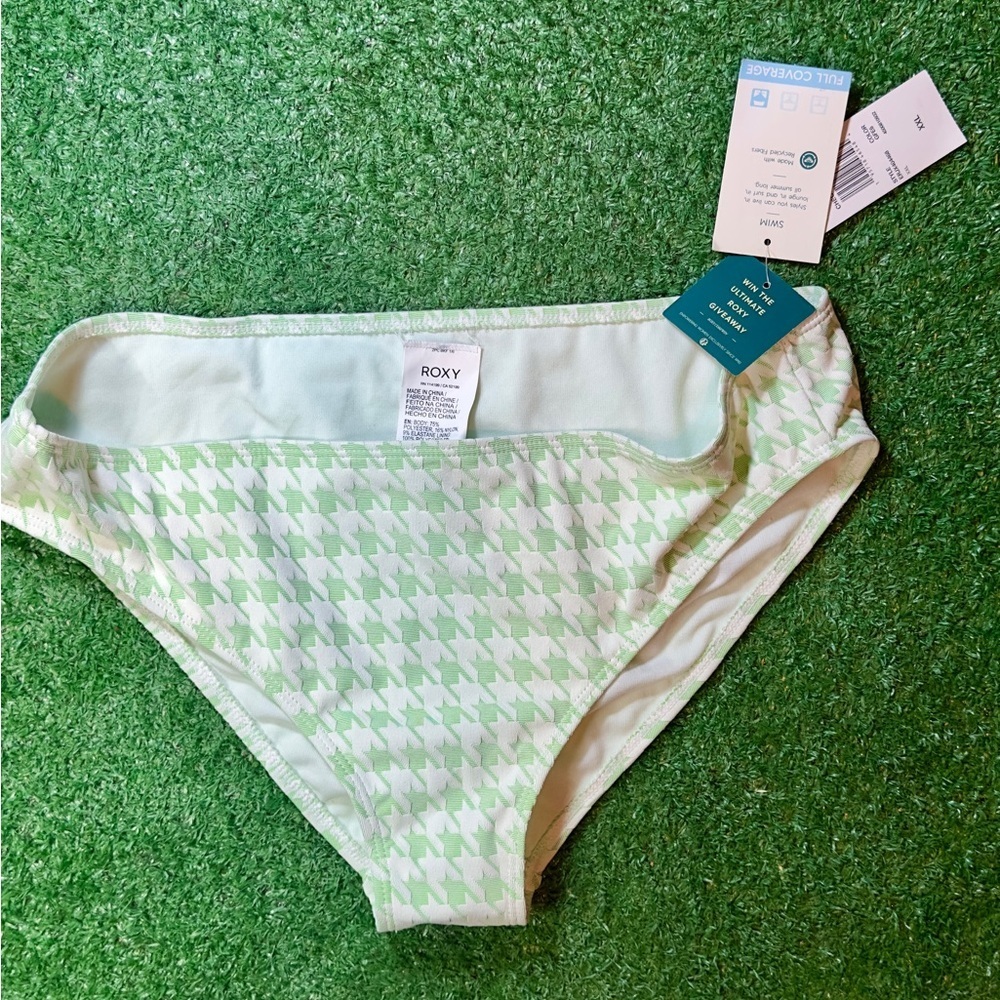 Roxy Mint and White Houndstooth Bikini Bottom
